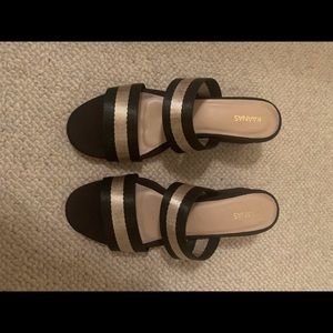 Kaanas sandals.  Black/gold oxford